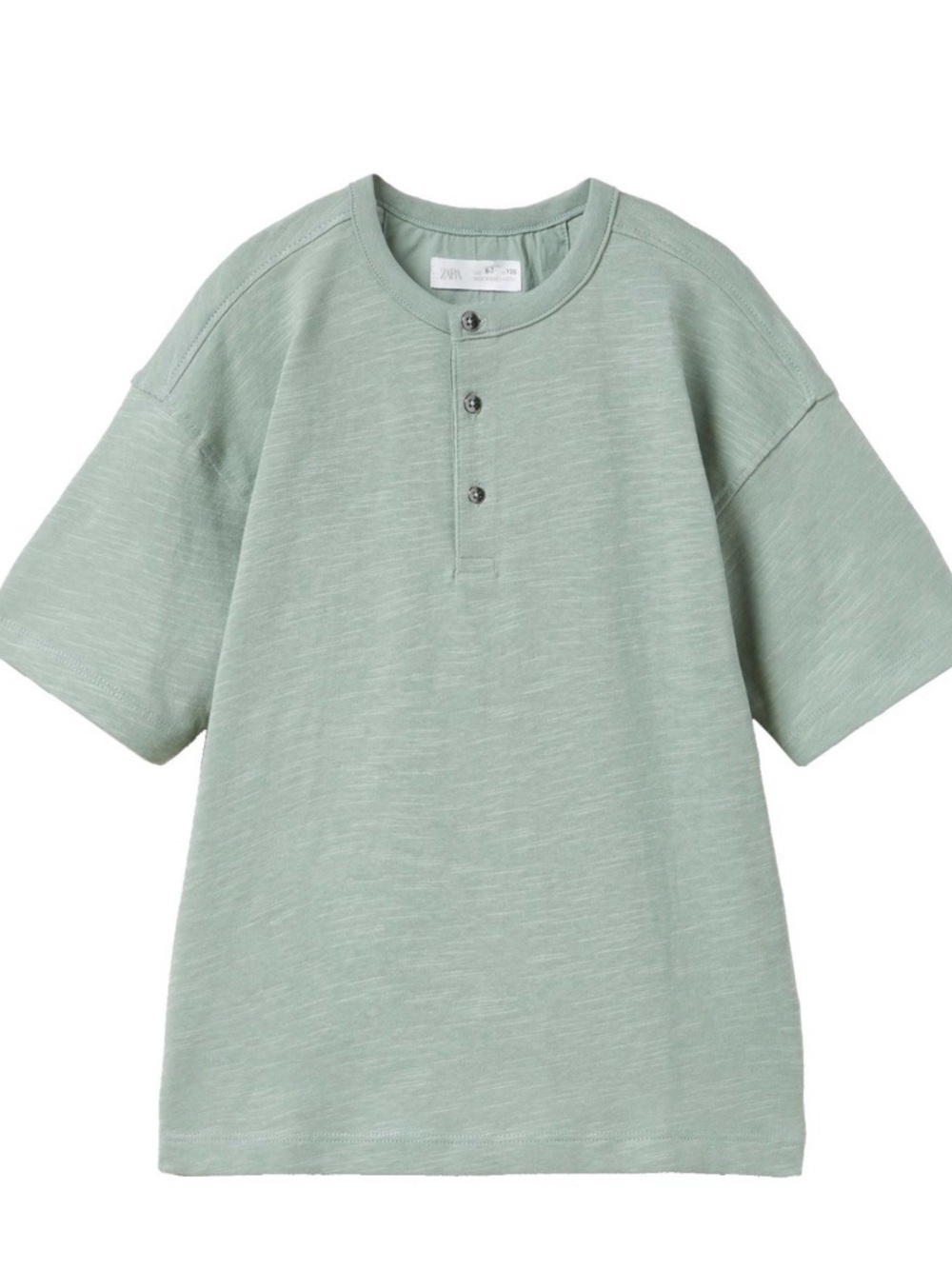 NWT ZARA Kids Short-Sleeve Henley Top - Sage Green